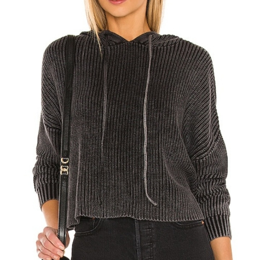 Central Park West Stonewashed Black Pullover Hoodie Sweater Size Small